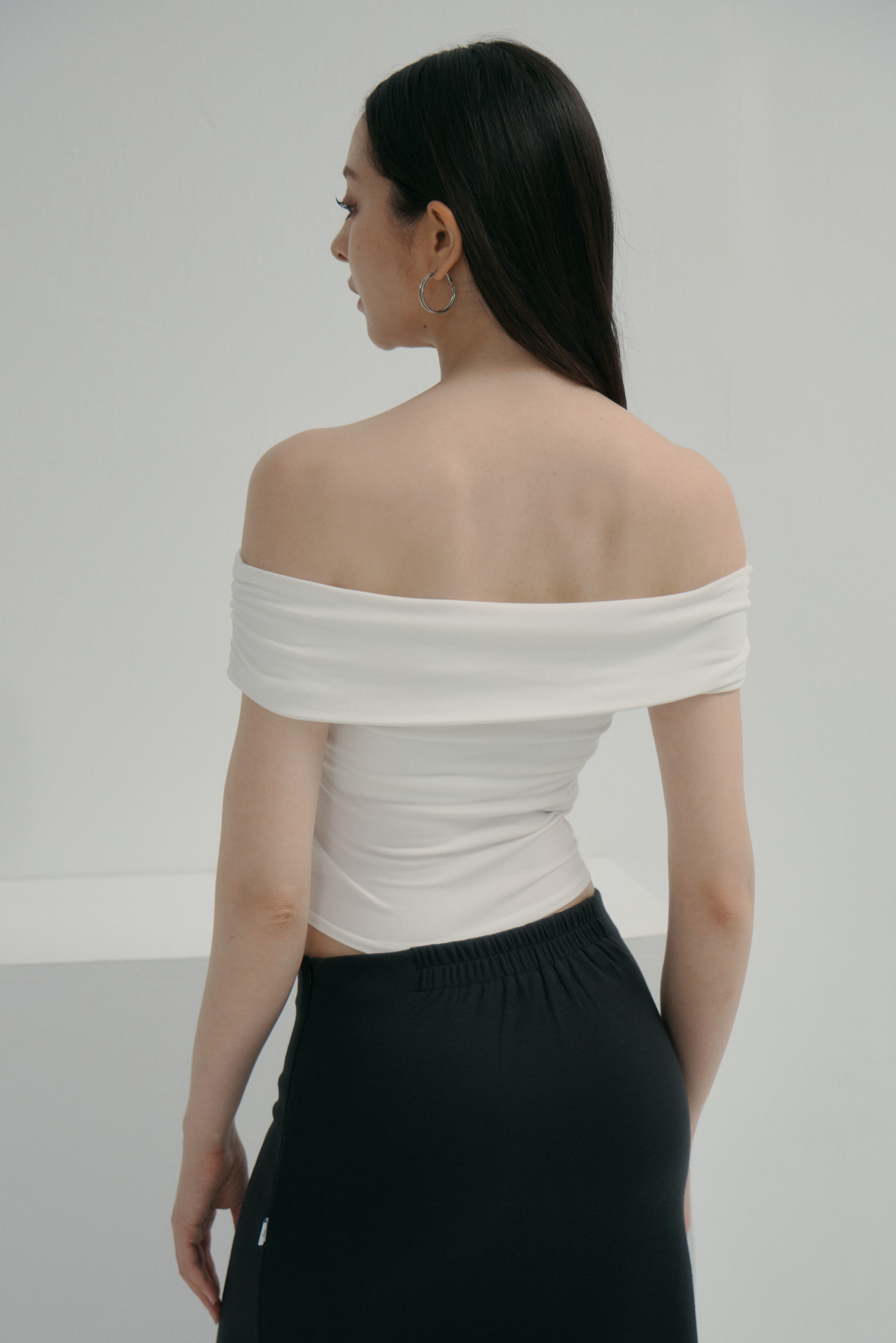 法式一字領BRA TOP上衣- 白