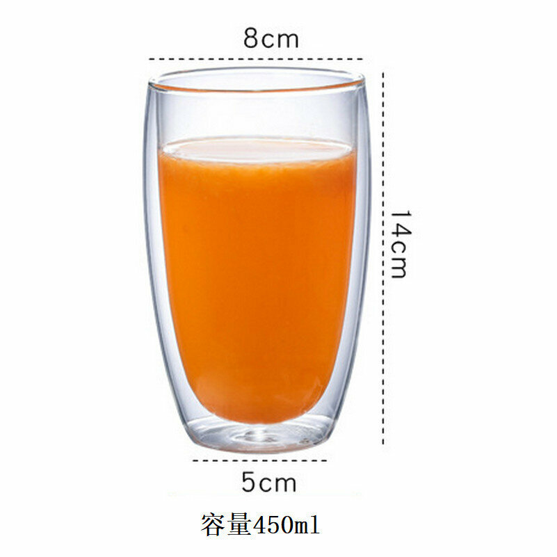 激抵【450ML雙層杯】玻璃杯 咖啡杯 耐熱水杯 花茶杯 果汁杯 牛奶杯 啤酒杯 