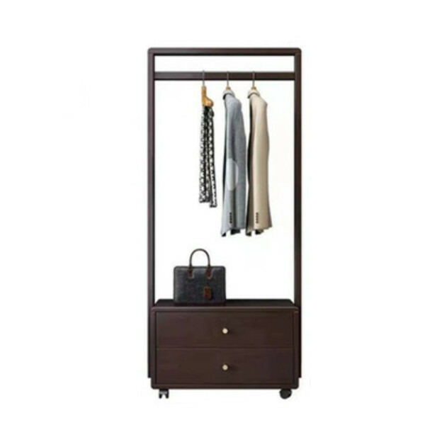 新款北歐實木家具 床頭櫃+衣帽架(紫檀色)69x41x169cm