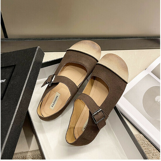 爆款軟底休閒女單鞋【棕色】尺碼【35碼-40碼】【下單後請聯絡客服確認發貨尺碼】