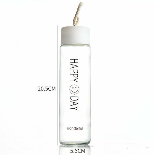 熱賣手提麻繩透明玻璃杯（亮白色 360ml）