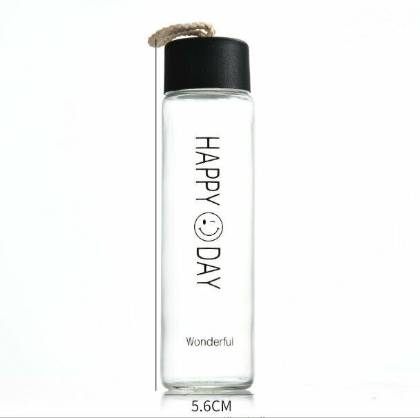 熱賣手提麻繩透明玻璃杯（黑色 360ml）