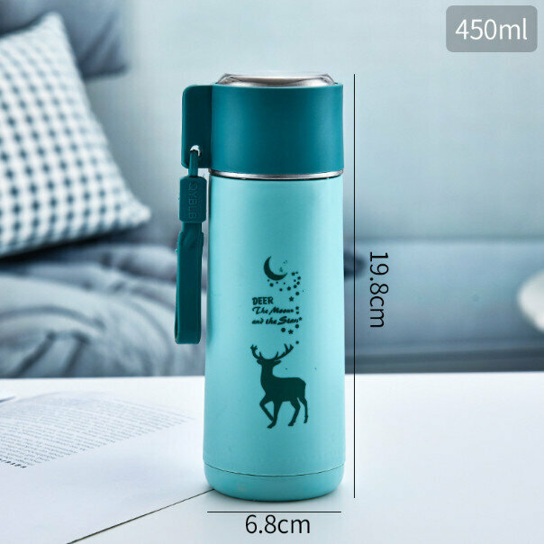 Starry Sky Deer Water Cup (Mugwort Green 450ml)