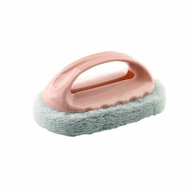 【Nordic Pink】Nordic style sponge with handle to wipe bathroom bathtub tile brush Kitchen cleaning and decontamination Cleaning brush 