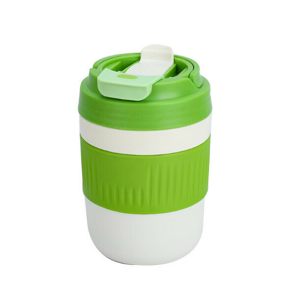 Portable double drinking cups, glass straw cups, direct drinking juice milk tea cups (fresh green silicone straws with shells, capacity 401-500ml)
