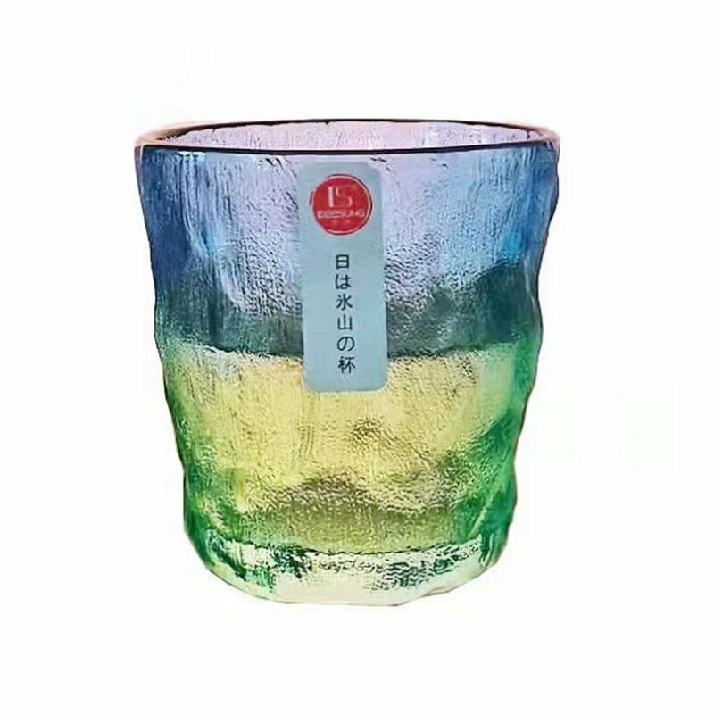 (1 pack) Glacier Crack Glass Water Bottle [Low Green] 300ML 