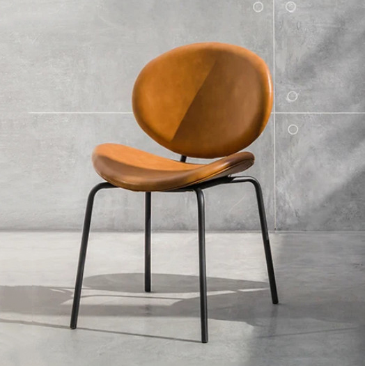 Popular Nordic Family Dining Chair Luxury Soft Leather Dressing Table Chair Back Chair Desk Chair (Brown)