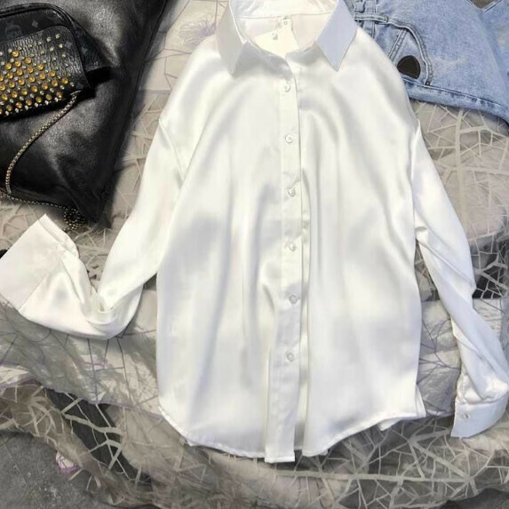 激抵襯衫女裝長袖早春（珠光白【S_L碼】（下單後聯繫客服確認發貨尺碼）
