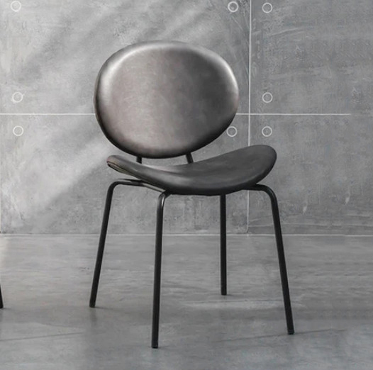 Popular Nordic Family Dining Chair Luxury Soft Leather Dressing Table Chair Back Chair Desk Chair (Black)