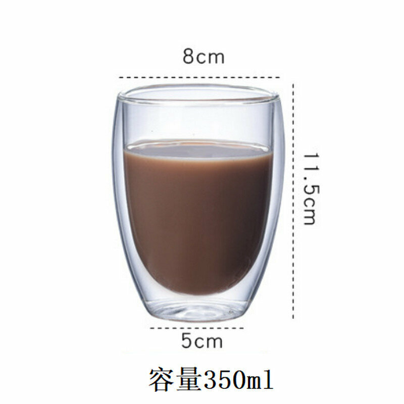激抵【350ML雙層杯】玻璃杯 咖啡杯 耐熱水杯 花茶杯 果汁杯 牛奶杯 啤酒杯 