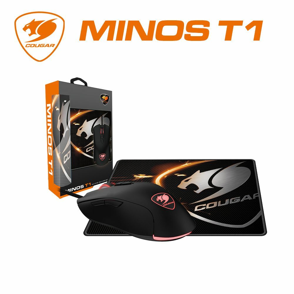 COUGAR 美洲獅 MINOS T1 電競滑鼠鼠墊組 MINOS T1 滑鼠+ VALUE T1 滑鼠墊