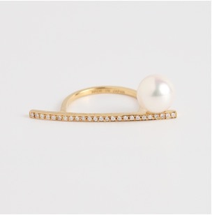 Orderly Line Ring / Akoya Pearl