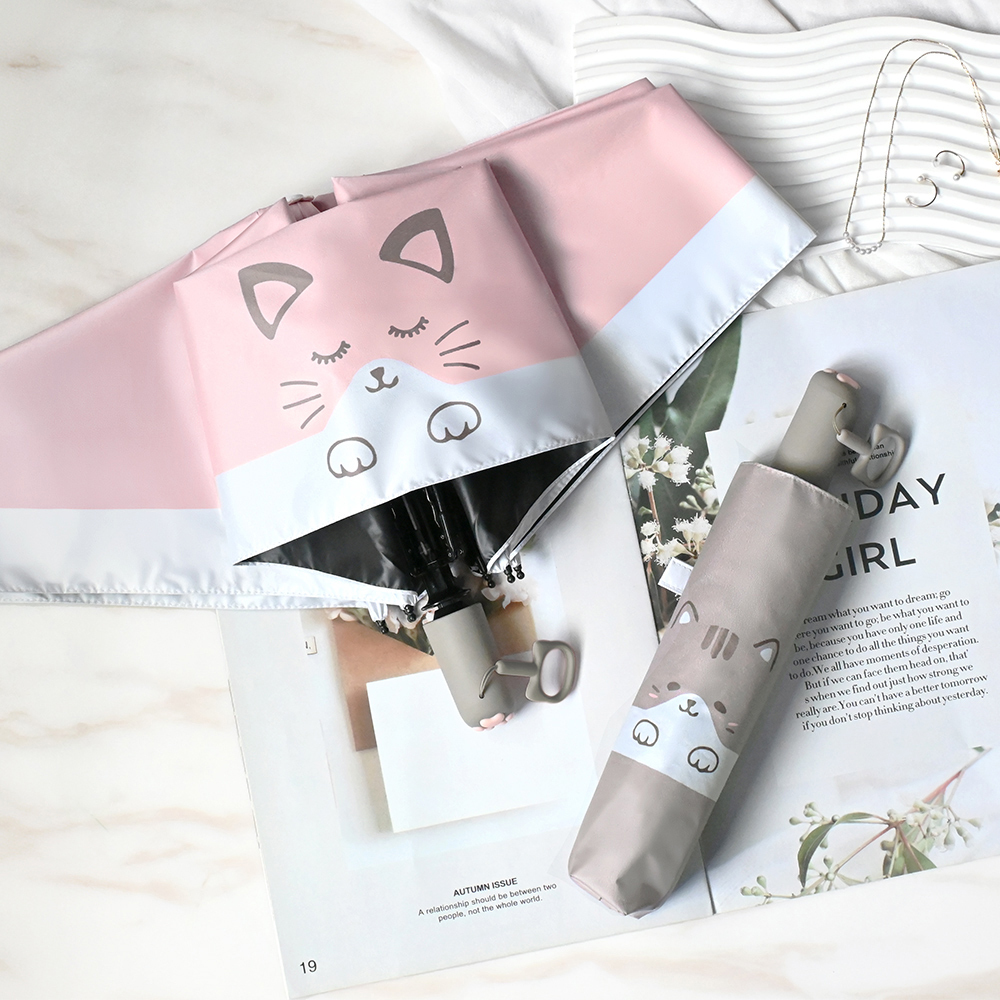 防曬輕收貓掌自動傘,質感兩色搭超萌款式,萌萌貓 // 公主貓,質感灰色握手把搭上粉嫩肉球,特殊設計&極致觸感雙重饗宴