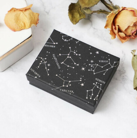 熱賣（單個裝）黑色飾品禮盒首飾盒【星座 7*9*3（含海綿）】