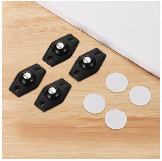 Non-perforated adhesive ball pulley【Black steel ball (4 packs)】