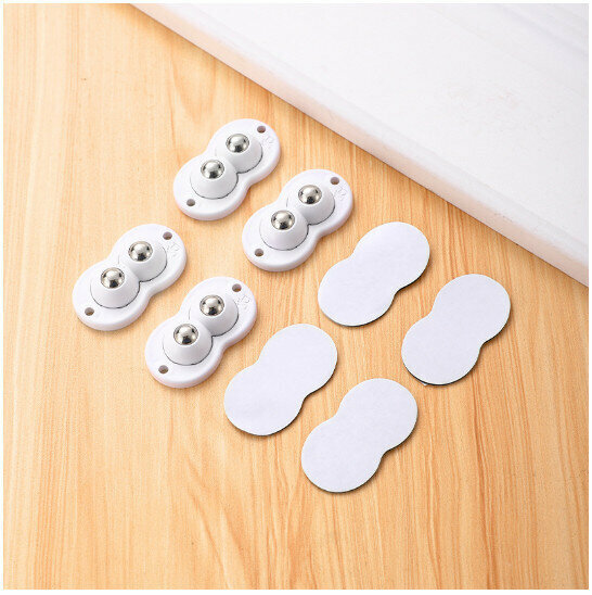Non-perforated adhesive ball pulley【Double bead white steel ball (4 packs)】