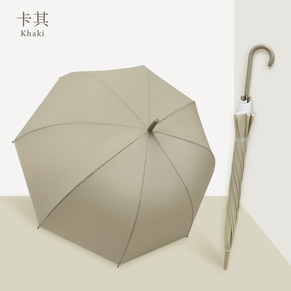 霧面質感透明直自動傘_卡其色, 特調質感霧面,讓光線透入打柔焦光, 美型傘弧面 百搭氣質人人好看