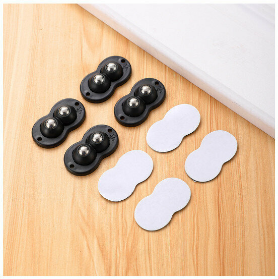 Non-perforated adhesive ball pulley【Double bead black steel ball (4 packs)】