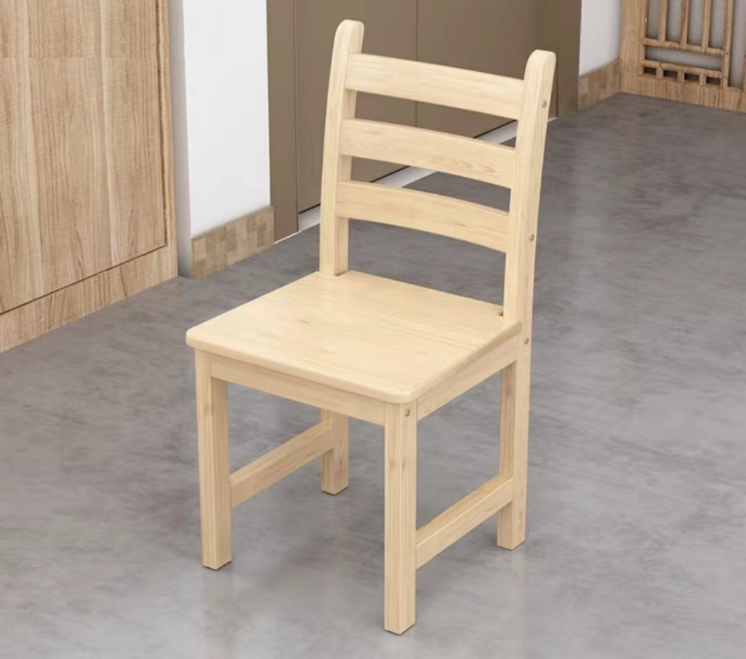 Hot model [Special Offer] Solid Wood Unpainted Backrest Dining Chair, Office Chair, Children's Study Stool (Small flaws in the display, please do not take photos if you mind) (H)