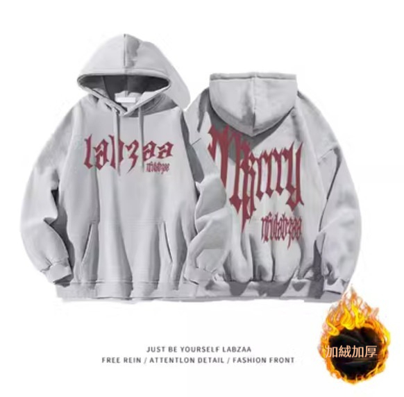 熱推連帽衛衣【M-3XL】【淺灰色-加絨加厚】(下單後聯絡客服確認發貨尺碼) 