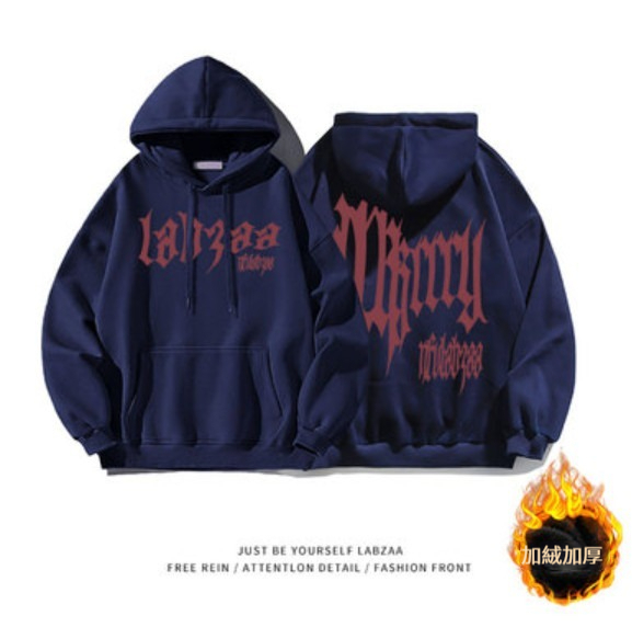熱推連帽衛衣【M-3XL】【藏藍色-加絨加厚】(下單後聯絡客服確認發貨尺碼) 