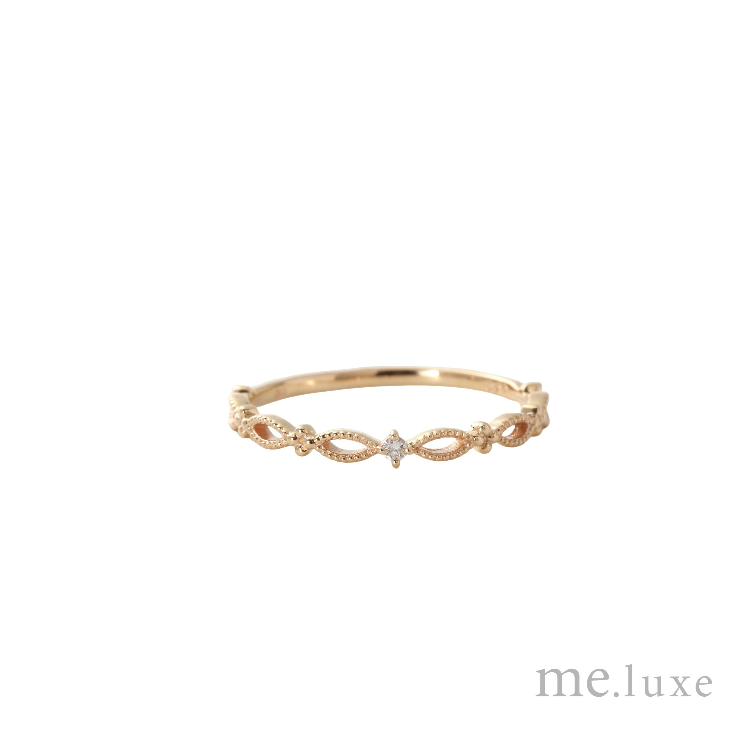 【me.luxe】K10花結蕾絲1分鑽戒