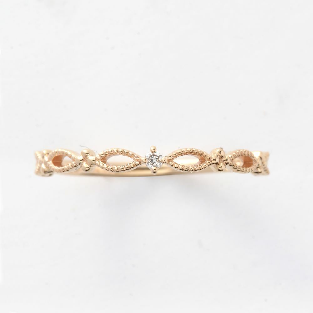 【me.luxe】K10花結蕾絲1分鑽戒