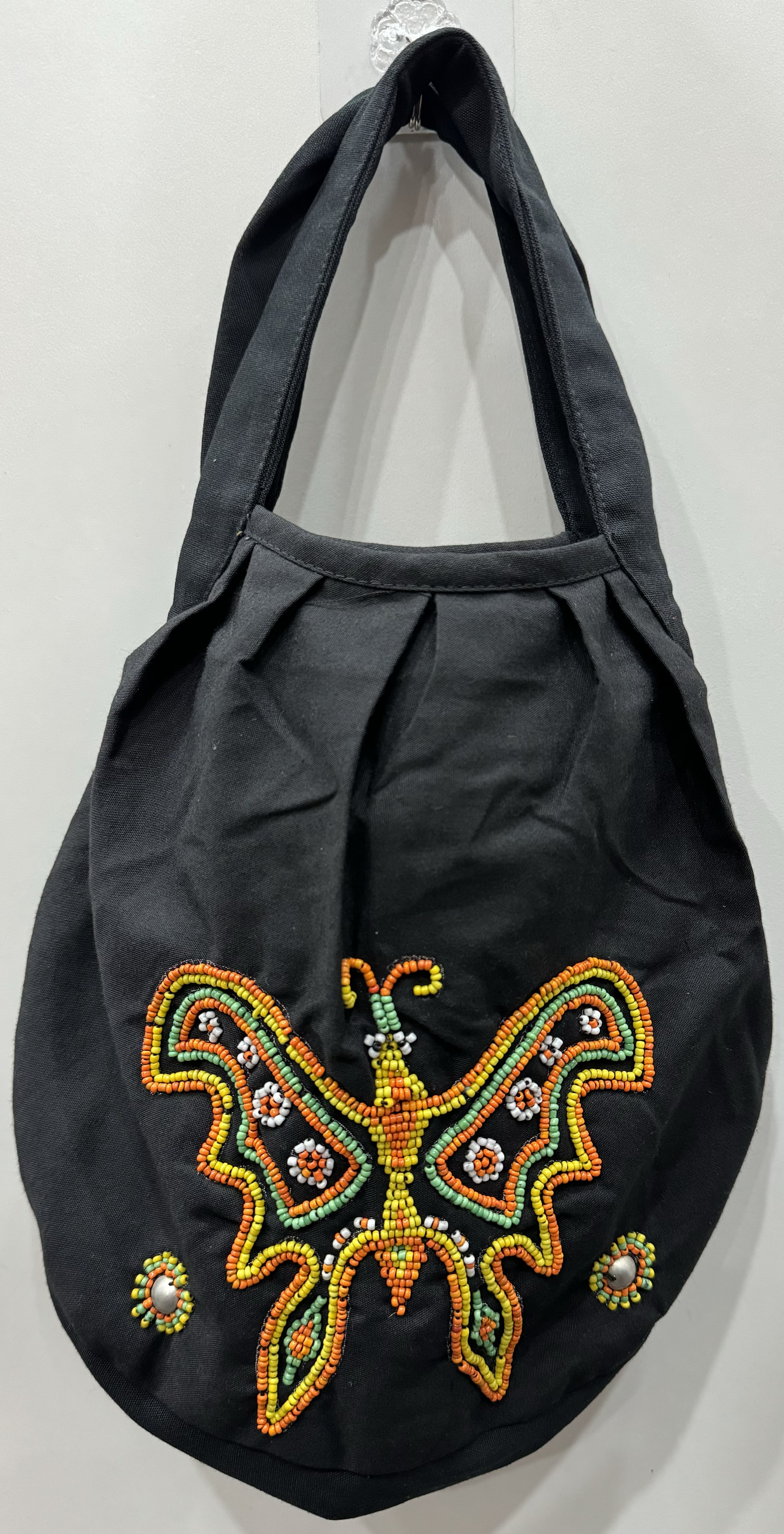 No.3手工珠繡圓形手提包-總長39深28最寬30