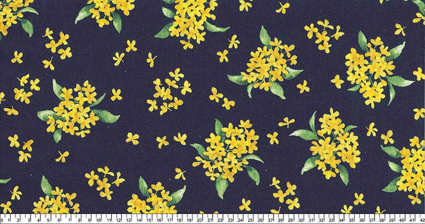 進口棉布R24050005(一尺)棉麻_深藍底