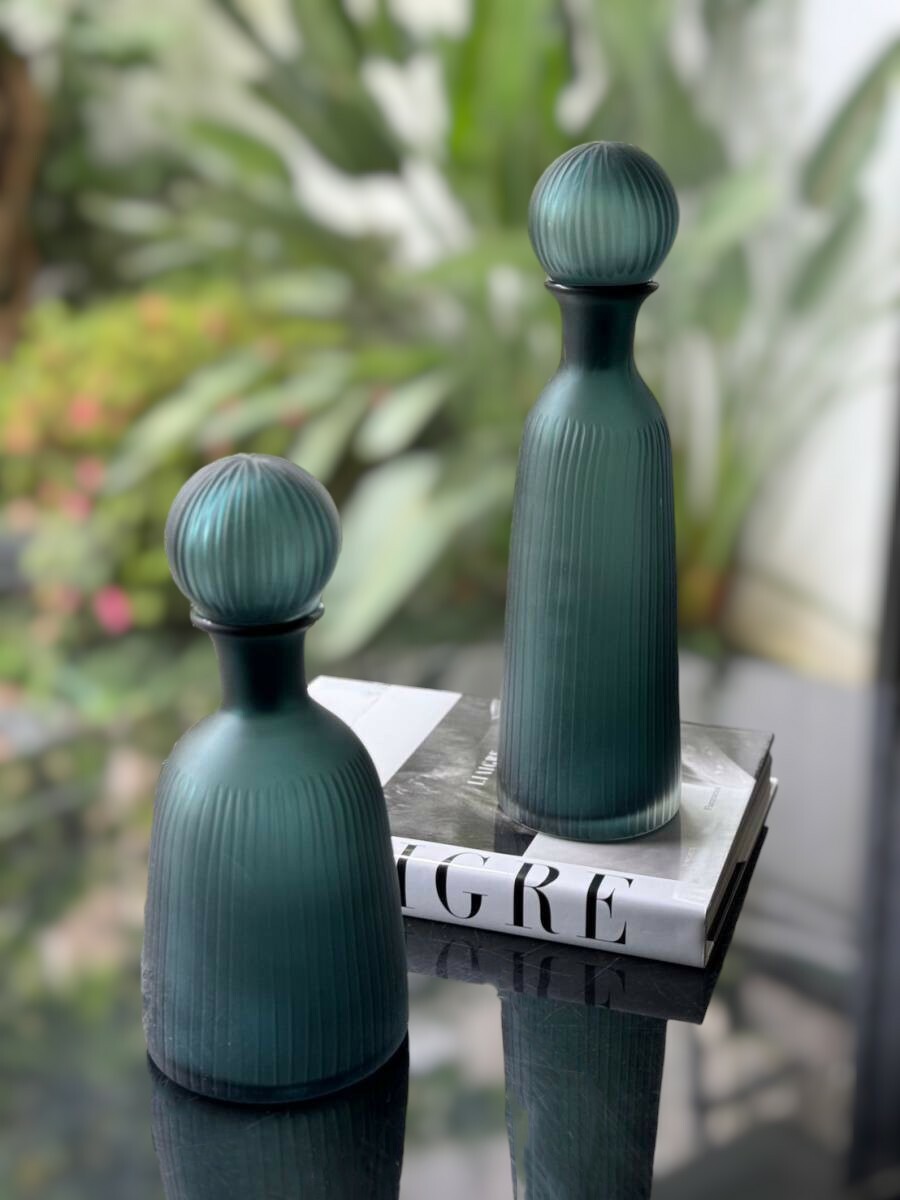 霧藍煙灰玻璃瓶罐