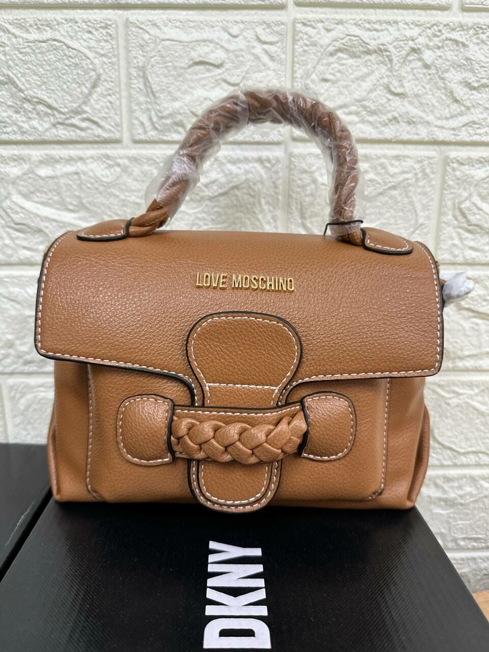 [S] LOVE MOSCHINO JC4221PP0GKJ0201 SMALL LOGO LETERRING TOP HANDLE BAG,BROWN, 8059022744777 (SLM375)