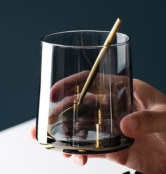 熱推歐式透明玻璃杯 酒杯 創意漱口杯子(煙灰色) 