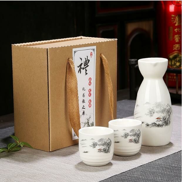 Wine jug, ceramic sake set, white wine glass gift box set 