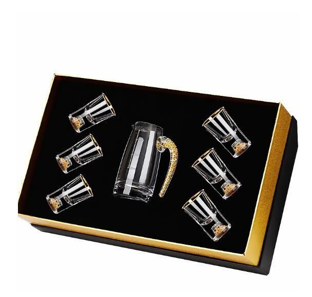 Gold leaf white wine glass 6+1 set 