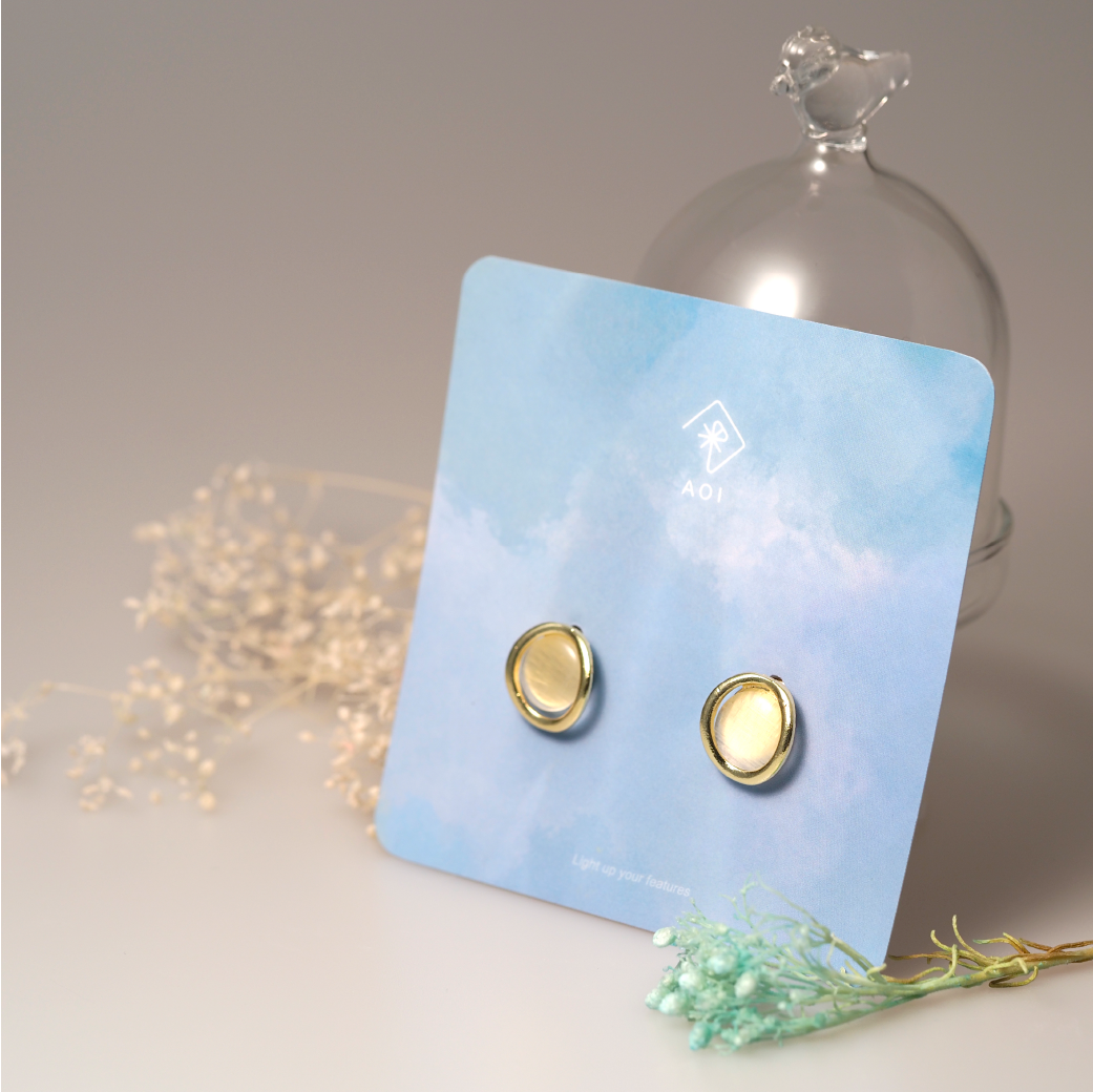 【AOI】月暈・光感純銀耳飾 -S925純銀