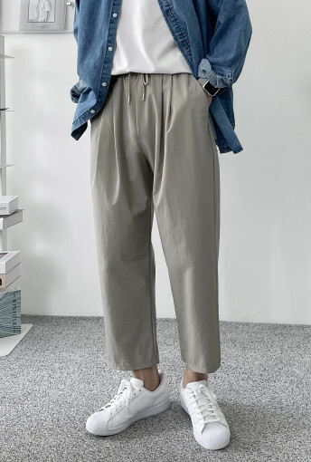 藝術細褶四面彈力闊腿褲