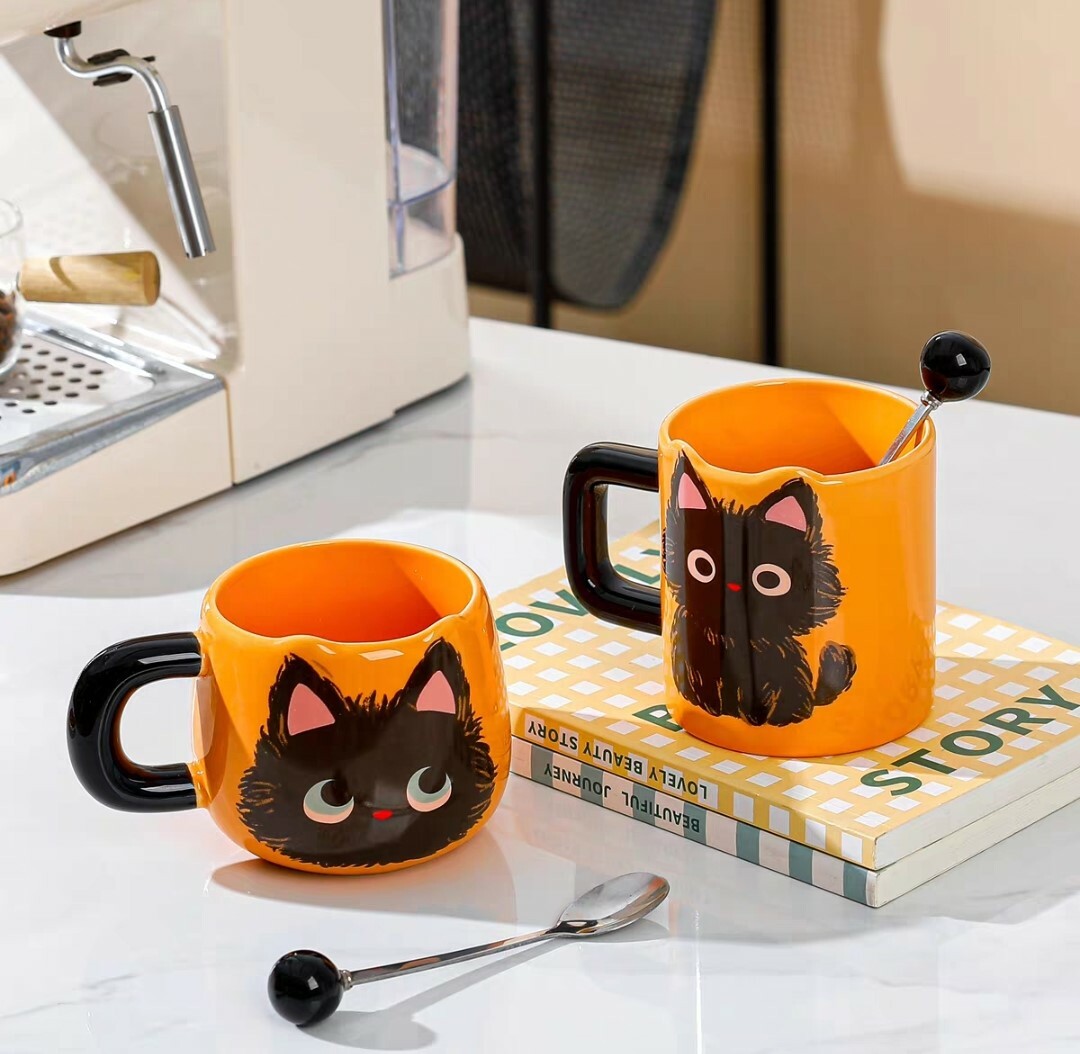小黑貓陶瓷造型馬克杯