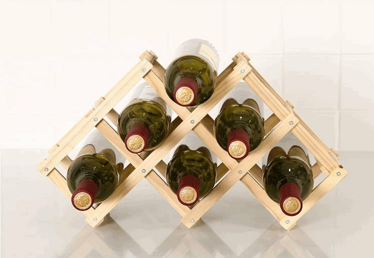 Pine solid wood 6-compartment wine rack