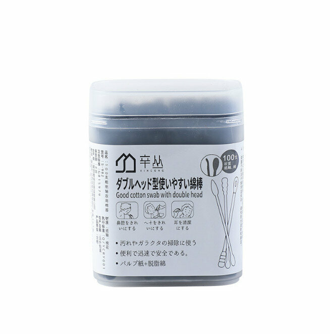 Disposable double-ended cotton swabs [100 pieces in a black box]