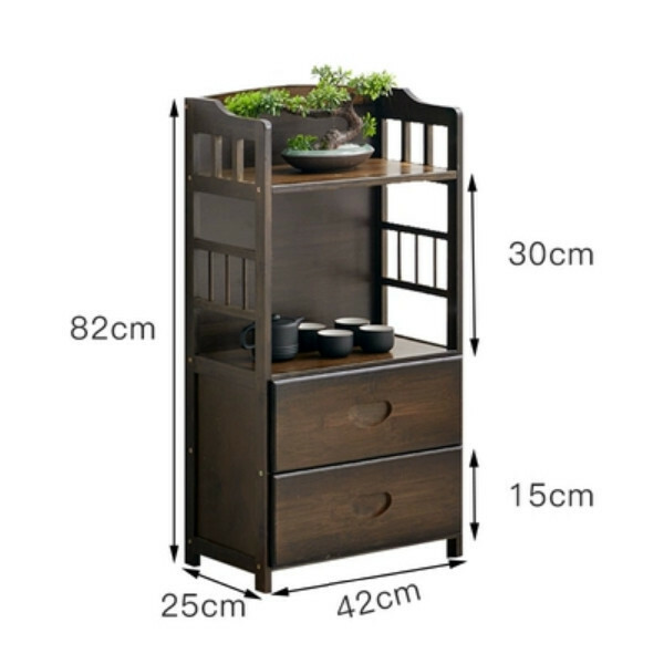 爆款楠竹實木家具 茶水櫃 餐邊櫃 書櫃 床頭櫃【胡桃色】2層42cm+雙抽屉