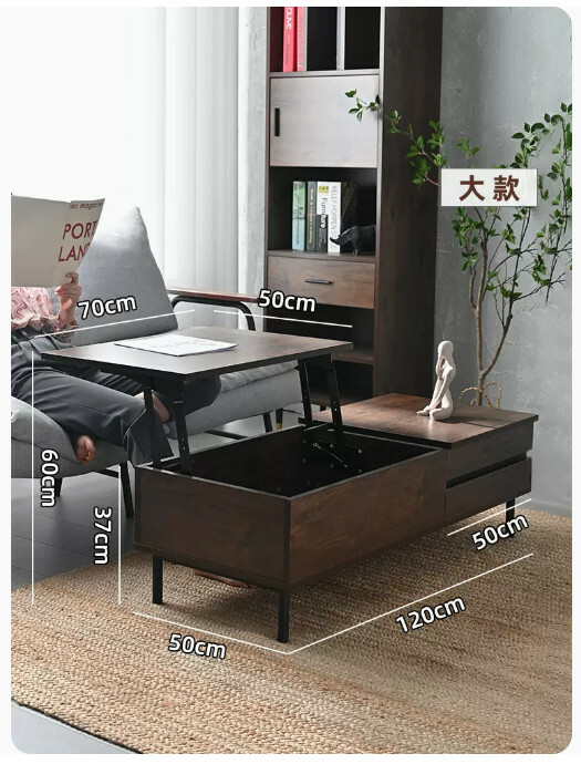 Hot selling lifting coffee table computer desk combination lifting table dining table multi-purpose table 120x50cm