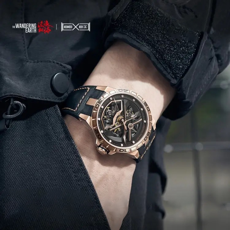 (預購)【BEXEI 貝克斯】9091 流浪地球正版授權聯名款 木星系列 鏤空 矽膠錶帶 全自動機械錶 手錶