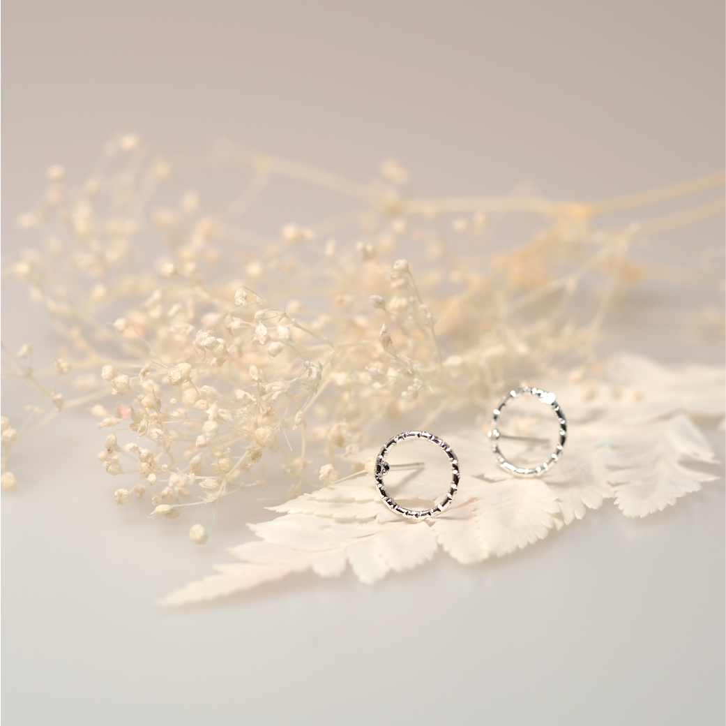 【AOI】星塵・微鑲圓圈純銀耳飾-S925純銀