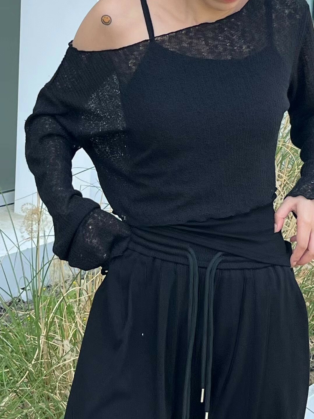 木耳捲邊線條顯瘦背心罩衫