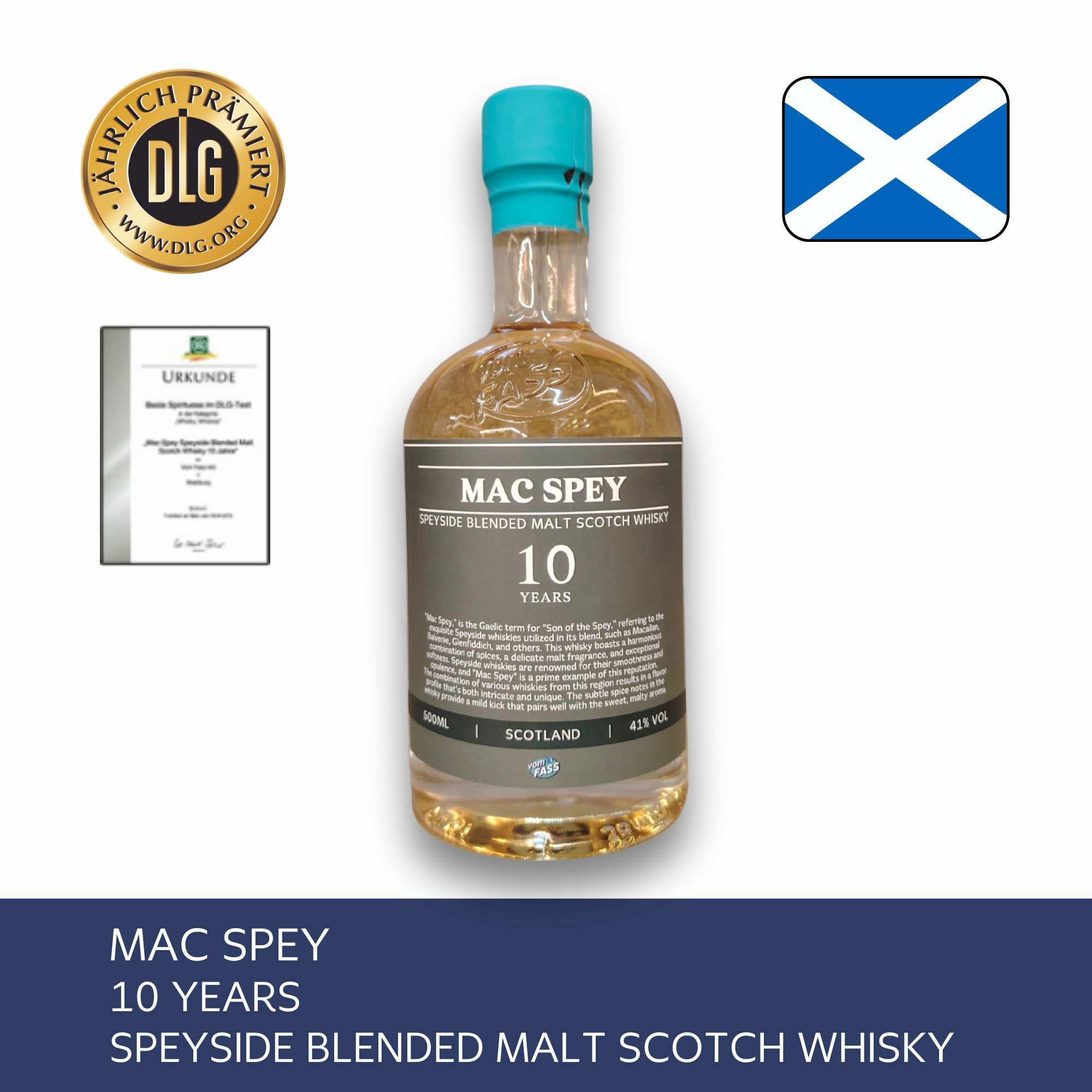 Mac Spey, 10 Years, Speyside Blended Malt Scotch Whisky