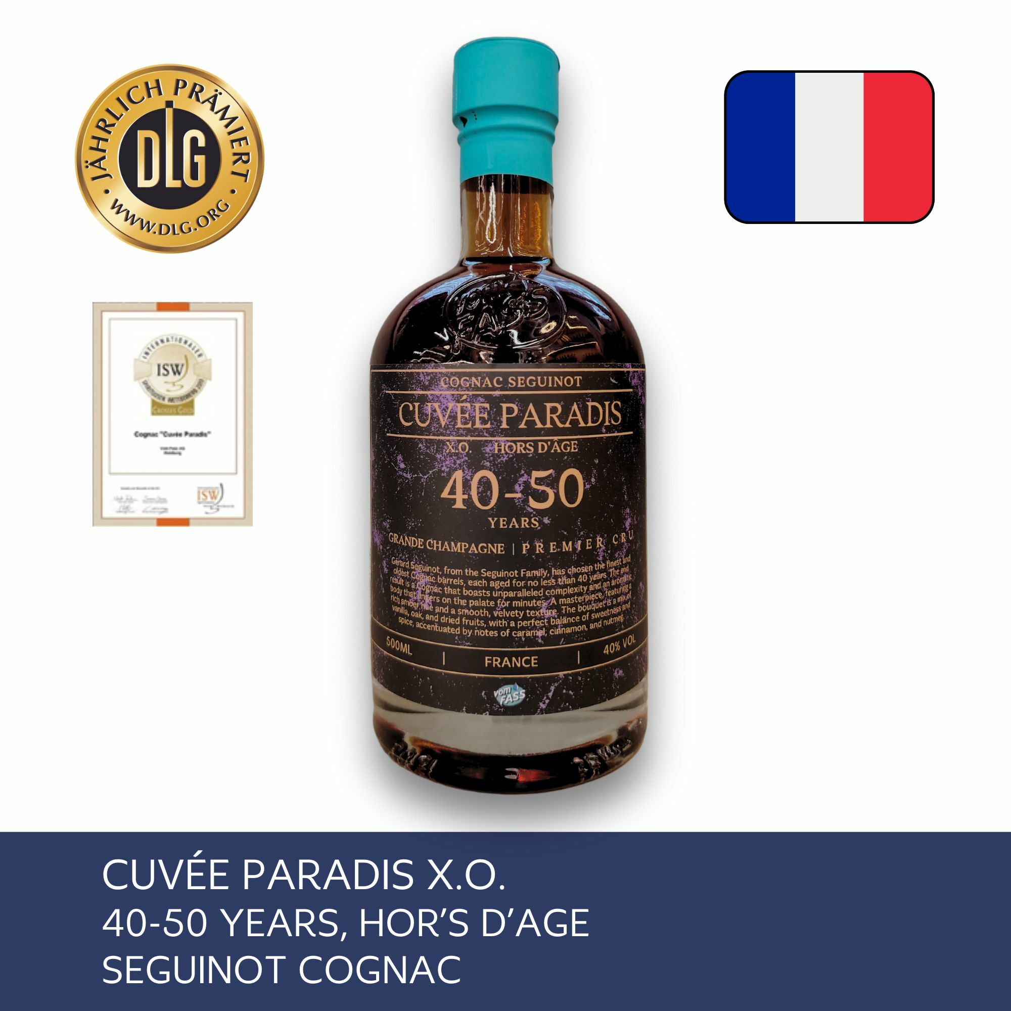 Cognac Cuvee Paradis, X.O. 40-50 Years, Hors d'Age, Cognac Seguinot