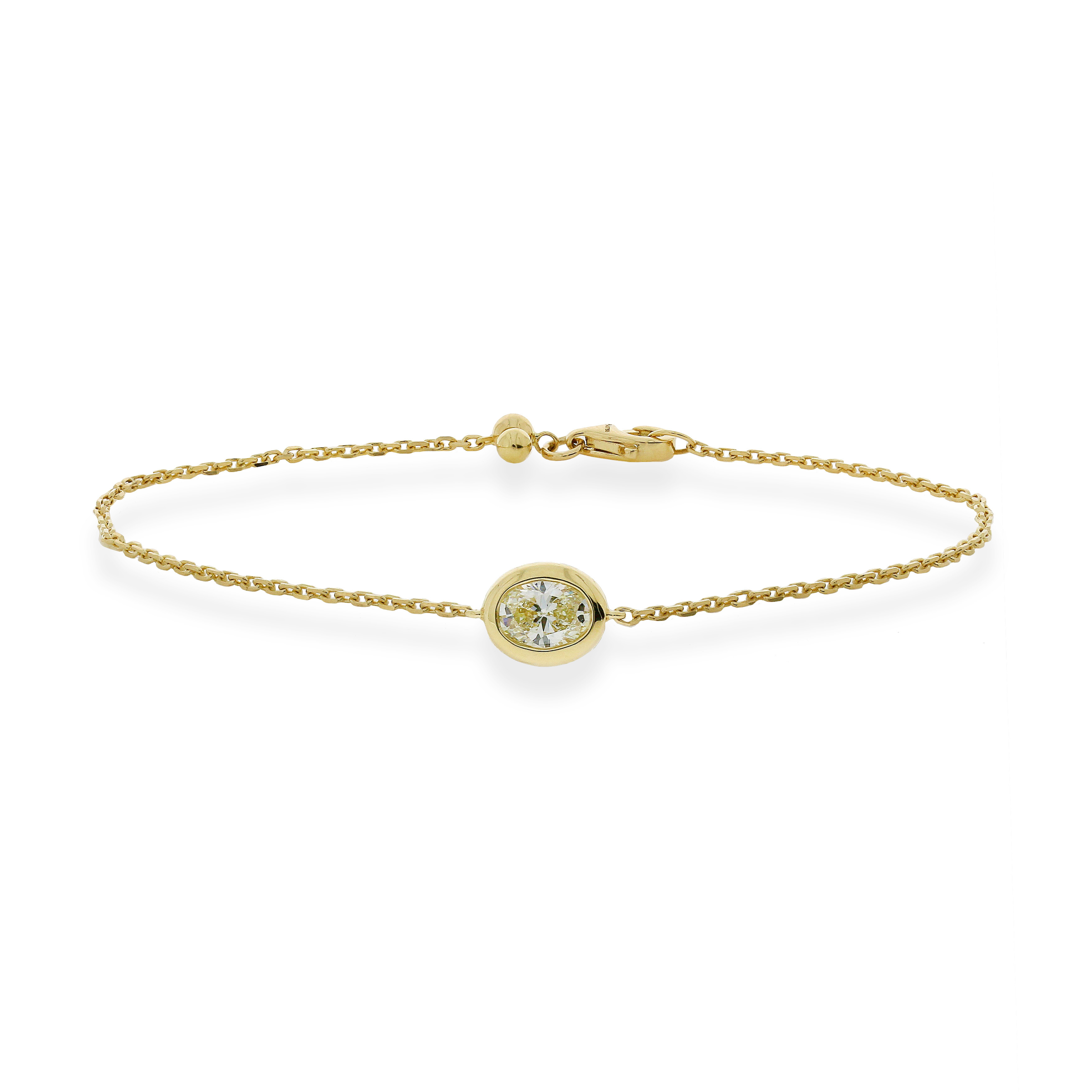 環抱系列|18K黃金橢圓形鑽石手鏈