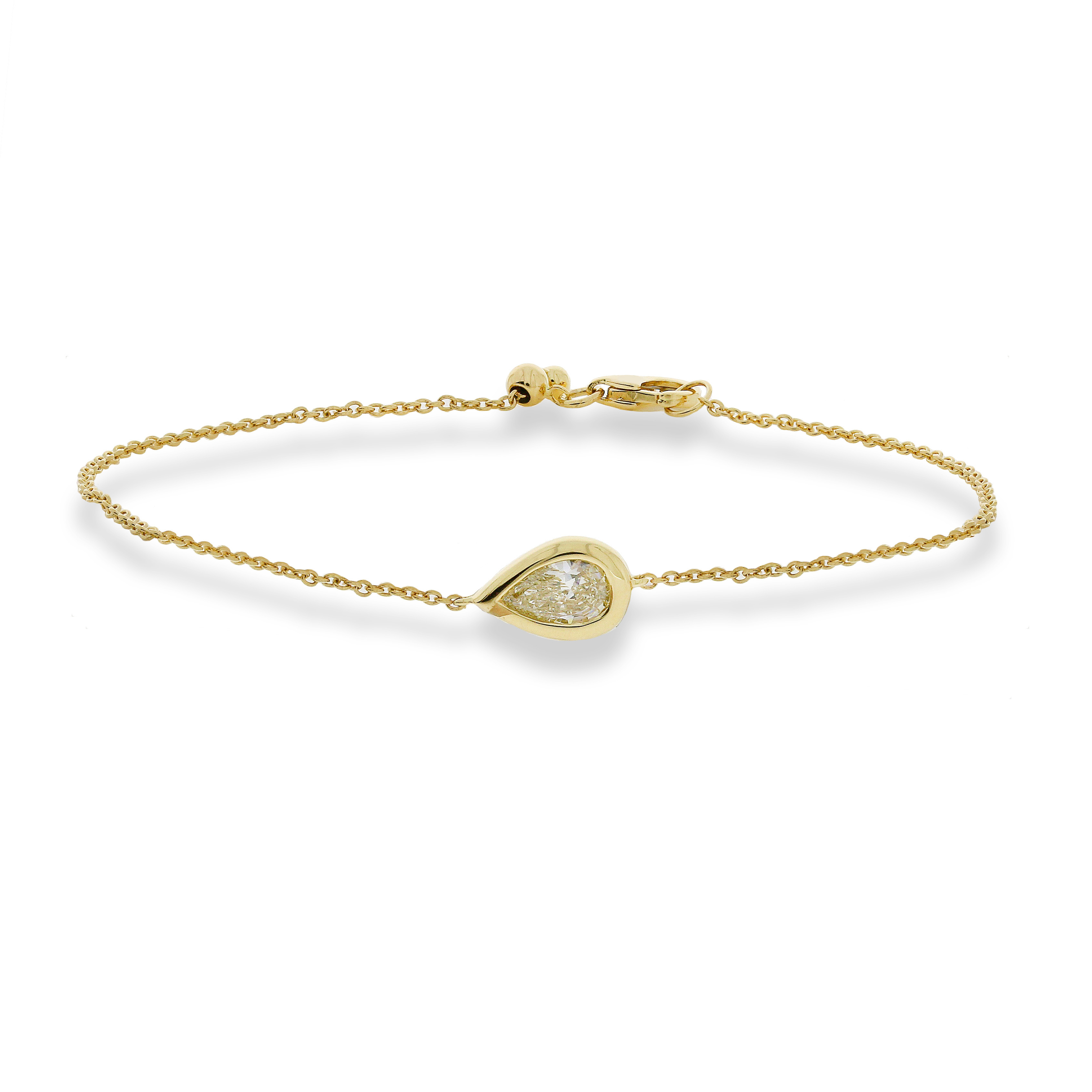 環抱系列|18K黃金梨形鑽石手鏈