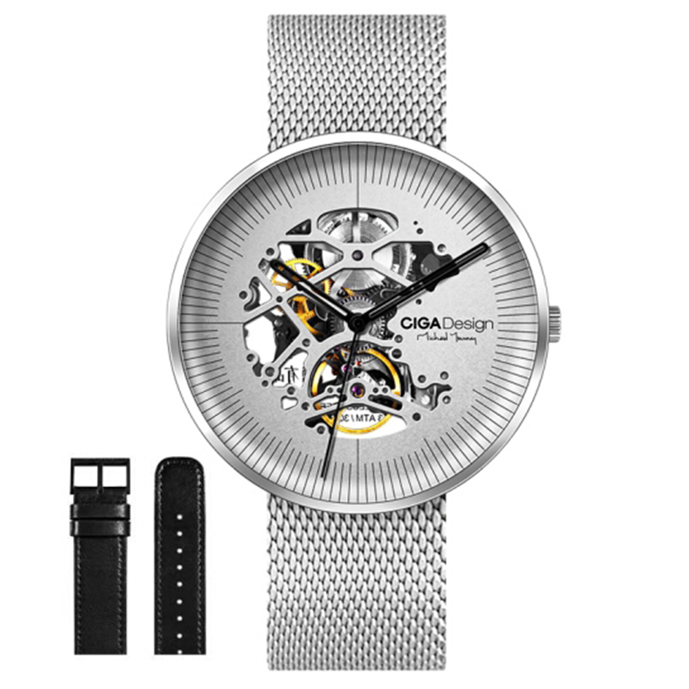 【CIGA 璽佳】MY系列-絞月銀銀黑款  M021-SISI-13* 全鏤空 頂面圓砂工藝直紋錶冠 機械錶