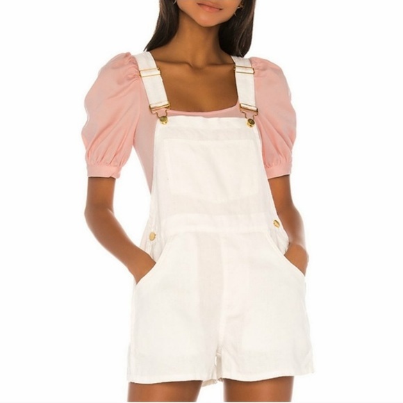 Basic Short Overall 棉麻吊帶褲